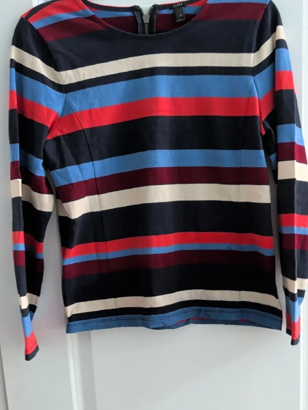 J. Crew Multicolor Striped Long Sleeve Top - Navy, Red, Blue, Cream